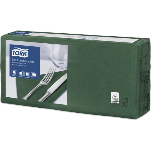 Tork Soft Lunchserviette grün, 33 x 33 cm, 3-lagig, 1/4 Falz 150 Stk